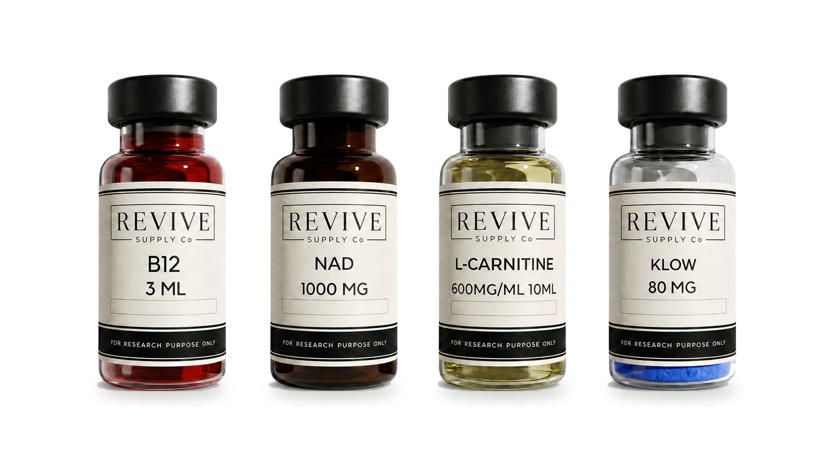 Revive Supply Co. B12, NAD, L-Carnitine, and KLOW vials